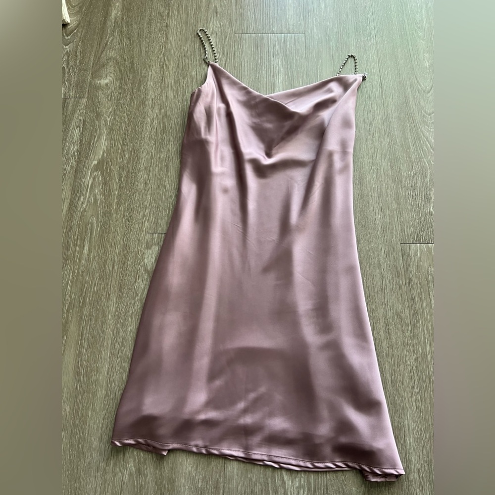 garage clothing silk cowl neck mini dress